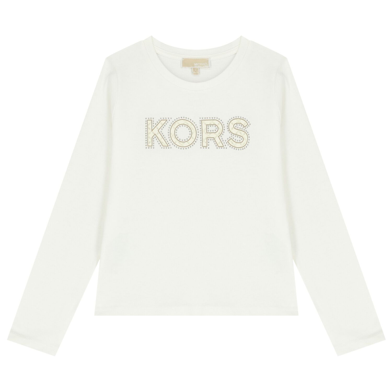 Girls White Logo Long Sleeve Top, 1, hi-res