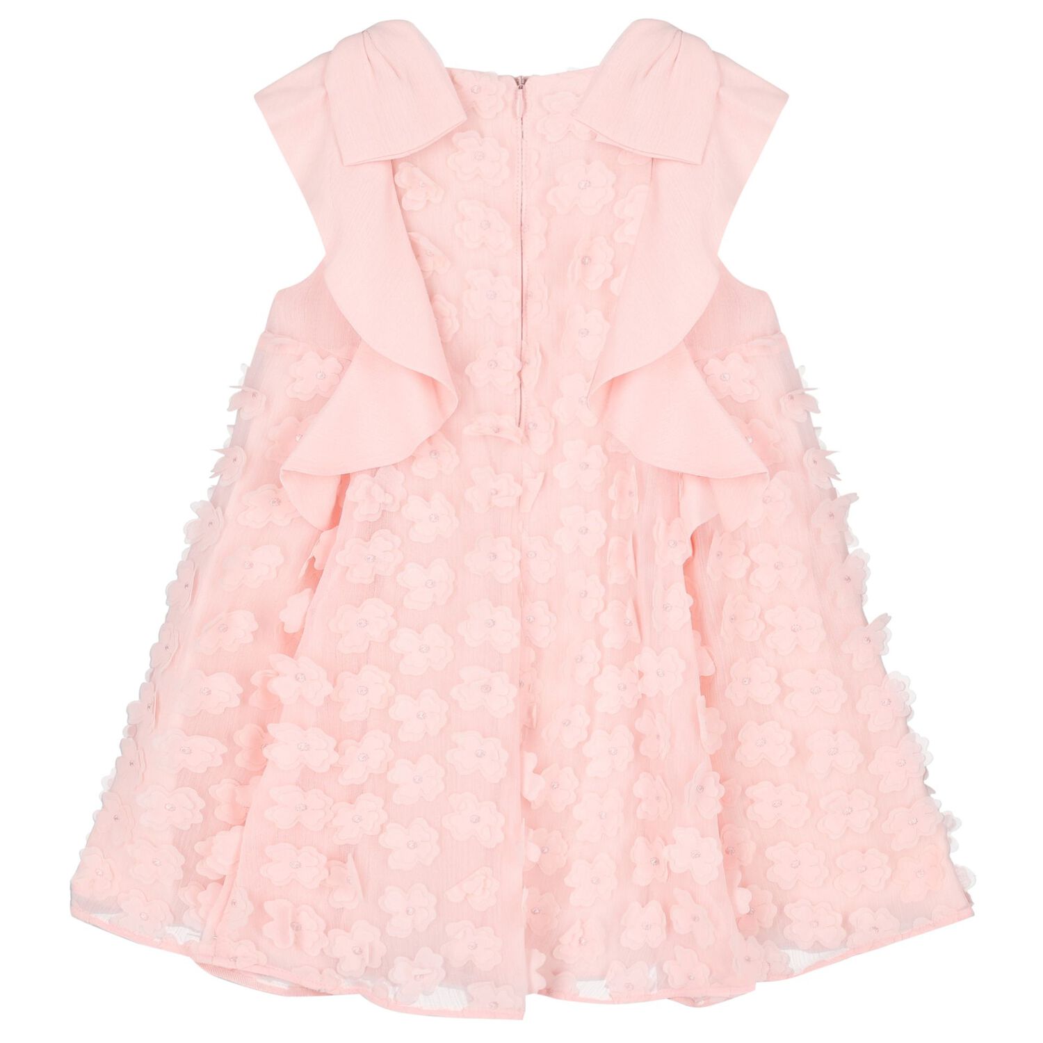 Girls Pink Flowers Chiffon Dress, 1, hi-res image number null