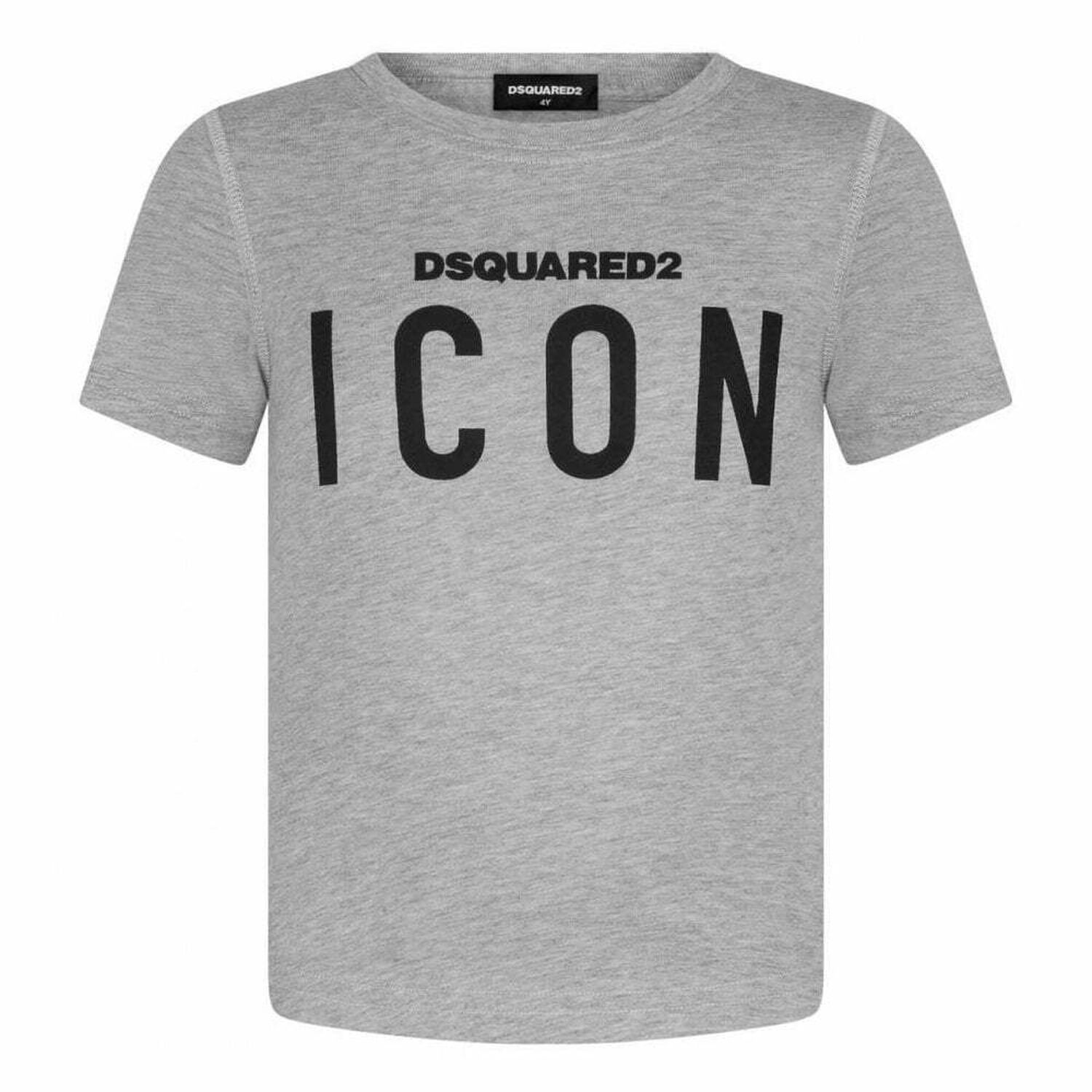 تيشيرت بالشعار ايكون باللون الرمادى, 1, hi-res