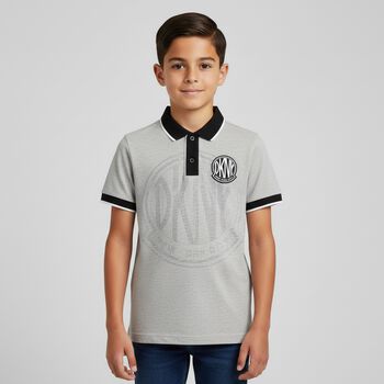 Boys Grey Logo Polo Shirt