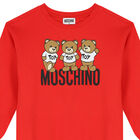 Girls Red Teddy Bear Logo Sweatshirt Dress, 5, hi-res