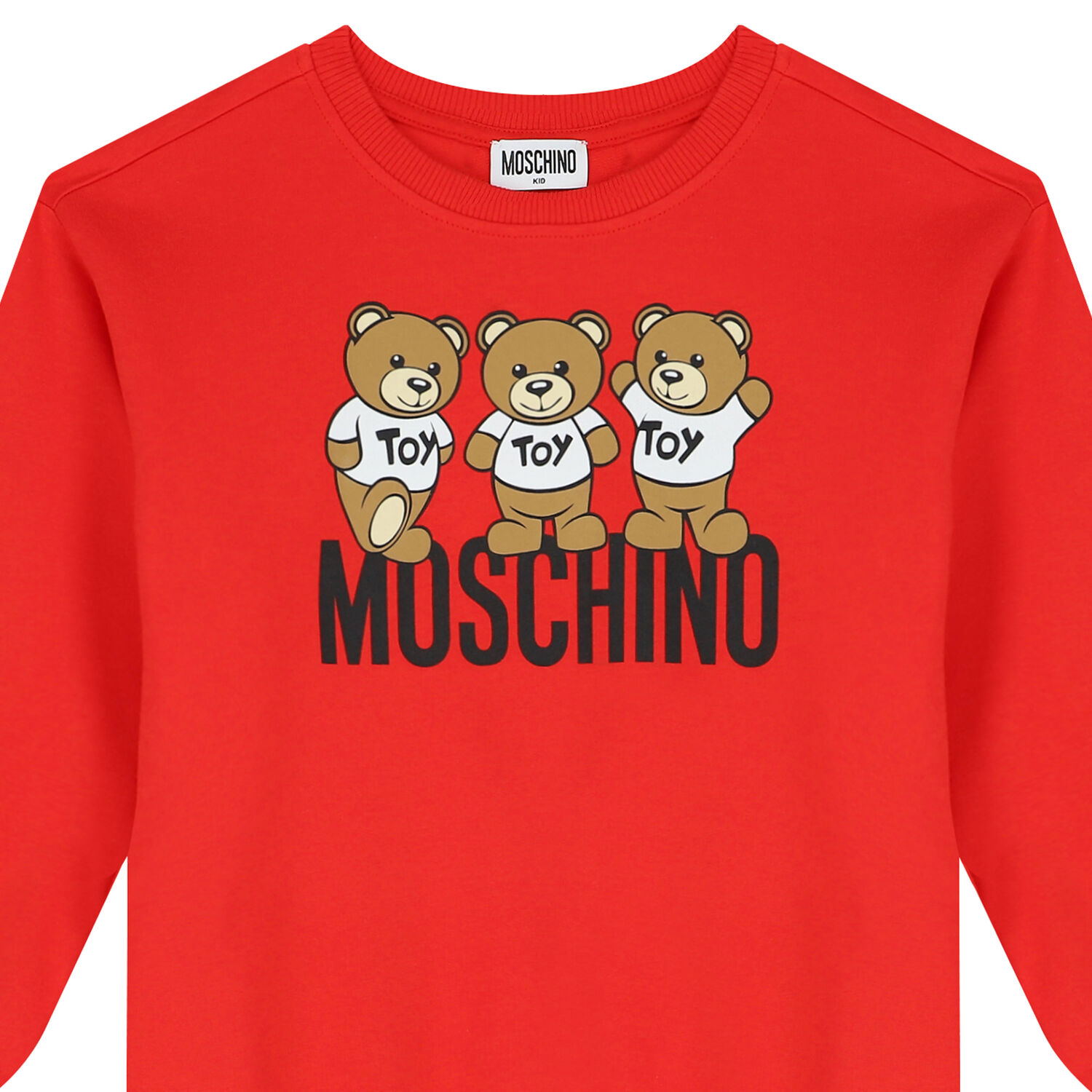 Girls Red Teddy Bear Logo Sweatshirt Dress, 5, hi-res image number null