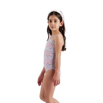 Girls White Zig Zag Swimsuit