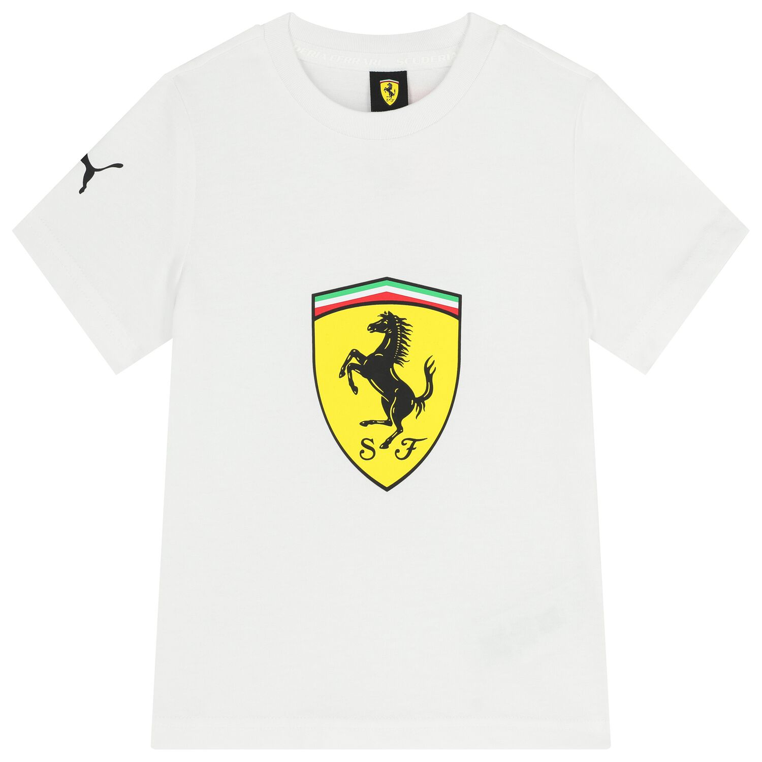 Boys White Ferrari Logo T-Shirt, 3, hi-res