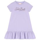 Girls Purple Strass Crystal Logo Dress, 1, hi-res