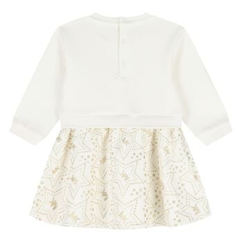 Youngeer Girls Ivory & Gold Star Dress