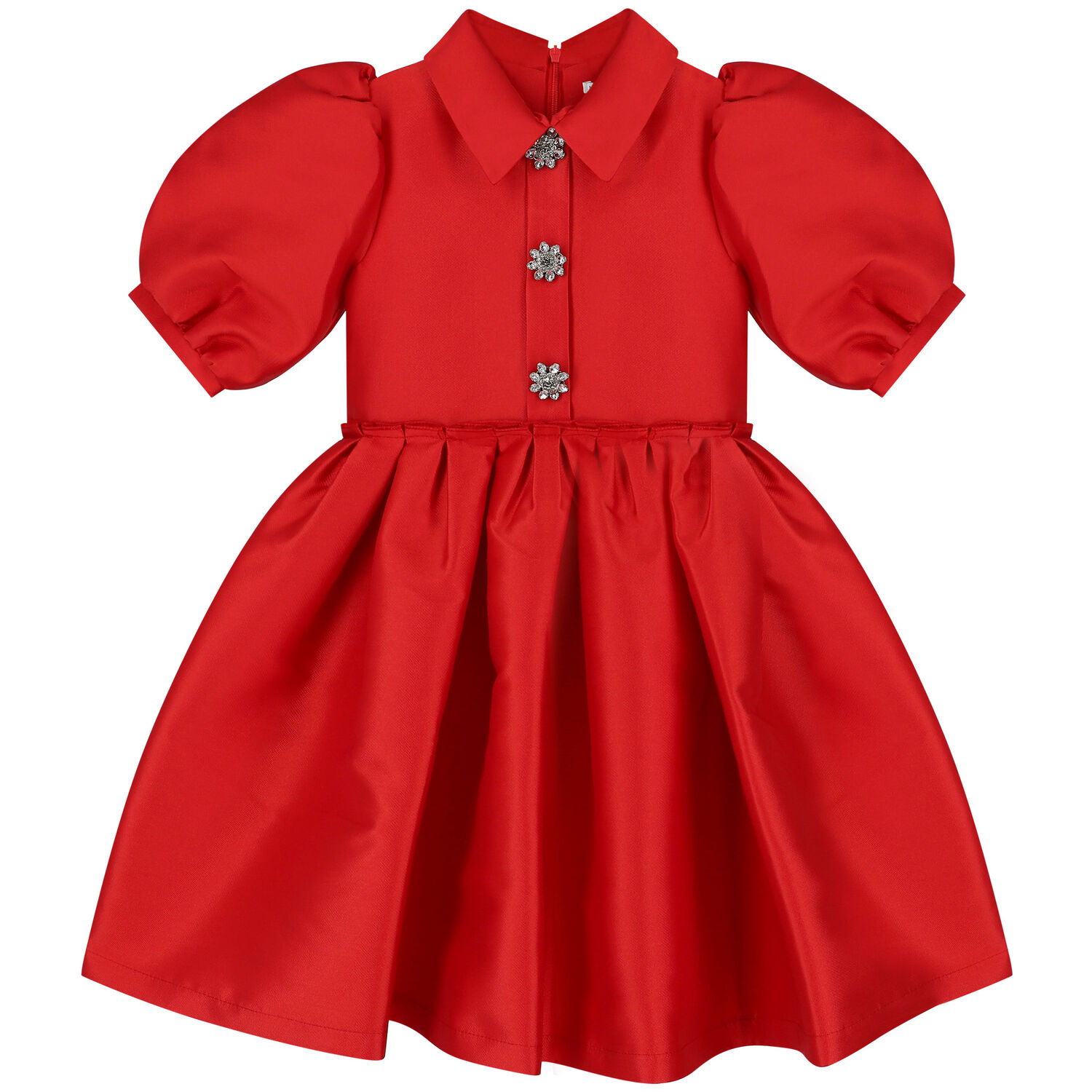 Girls Red Satin Dress, 1, hi-res