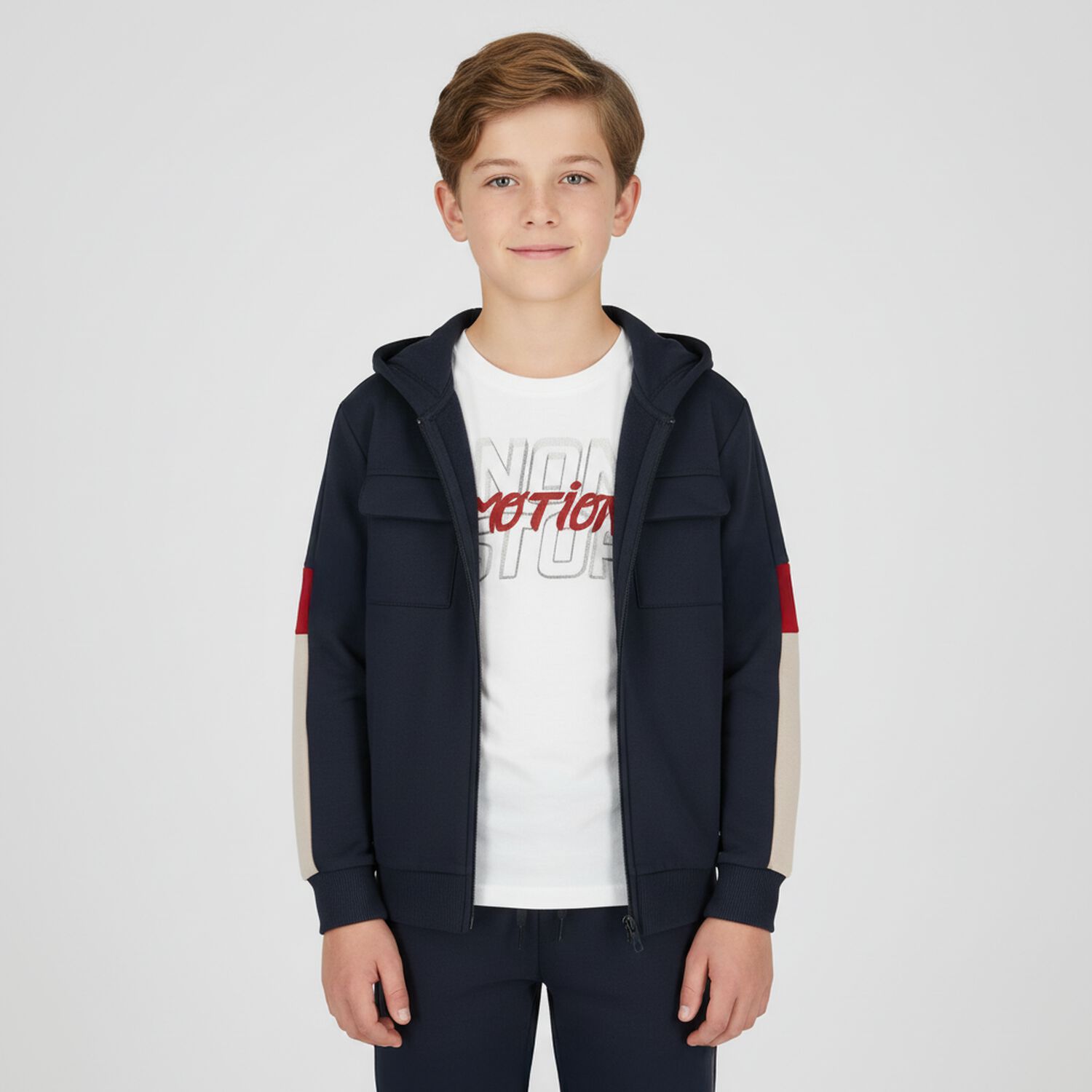 Boys Blue & White Tracksuit Set (3 Piece), 1, hi-res