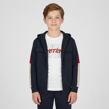 طقم بدله رياضيه للاولاد باللون الازرق والابيض ( 3 قطع )  