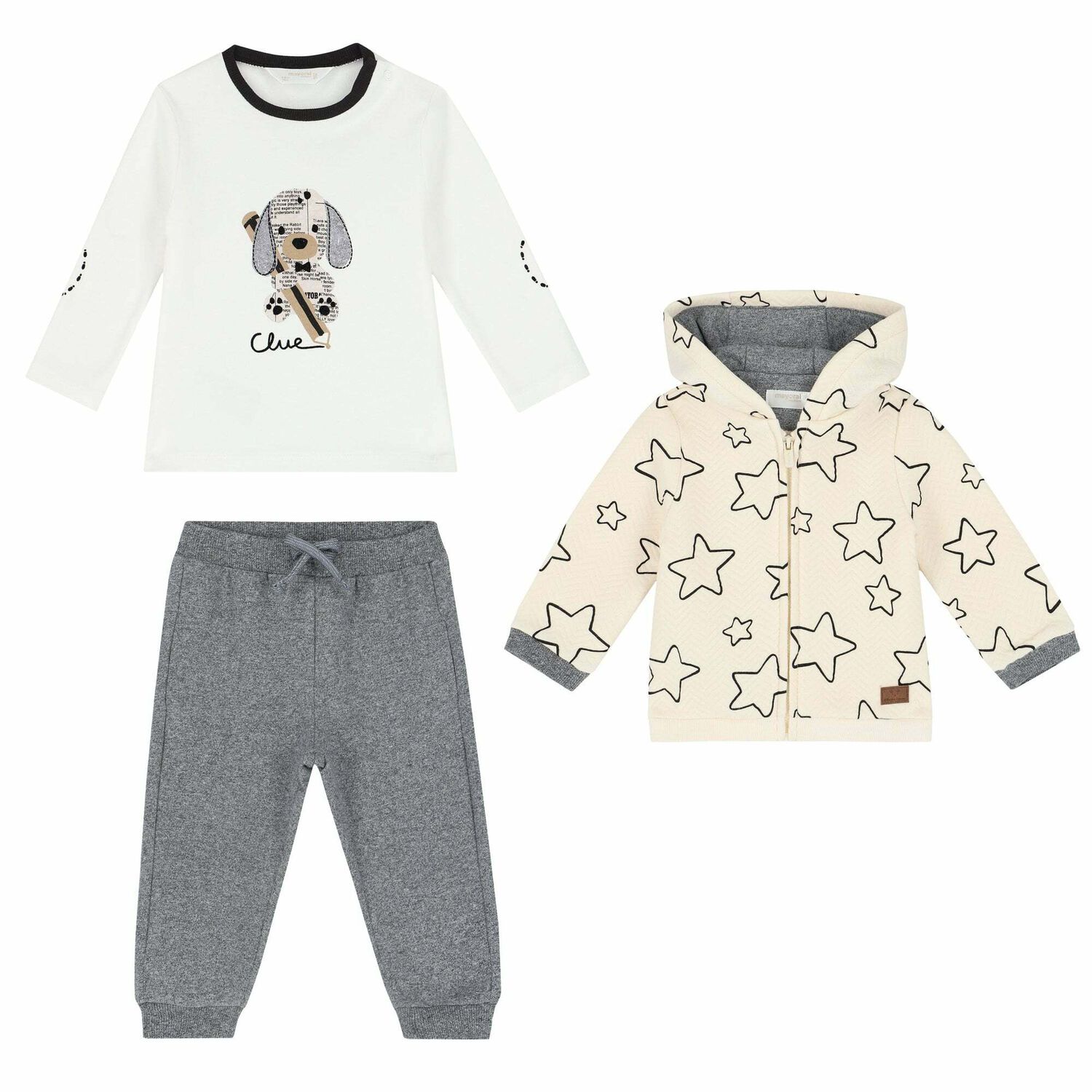 Baby Boys Ivory & Grey Tracksuit (3 Piece), 1, hi-res image number null