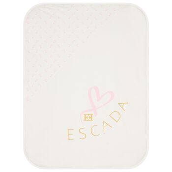 بطانية بنات بطبعة قلب باللون الأبيض