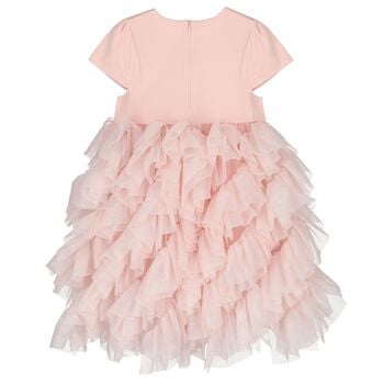 Girls Pink Bow Tulle Dress