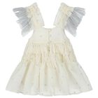 Girls Ivory Ruffled Dress, 2, hi-res