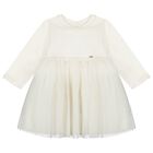 Baby Girls Ivory Tulle Dress, 1, hi-res
