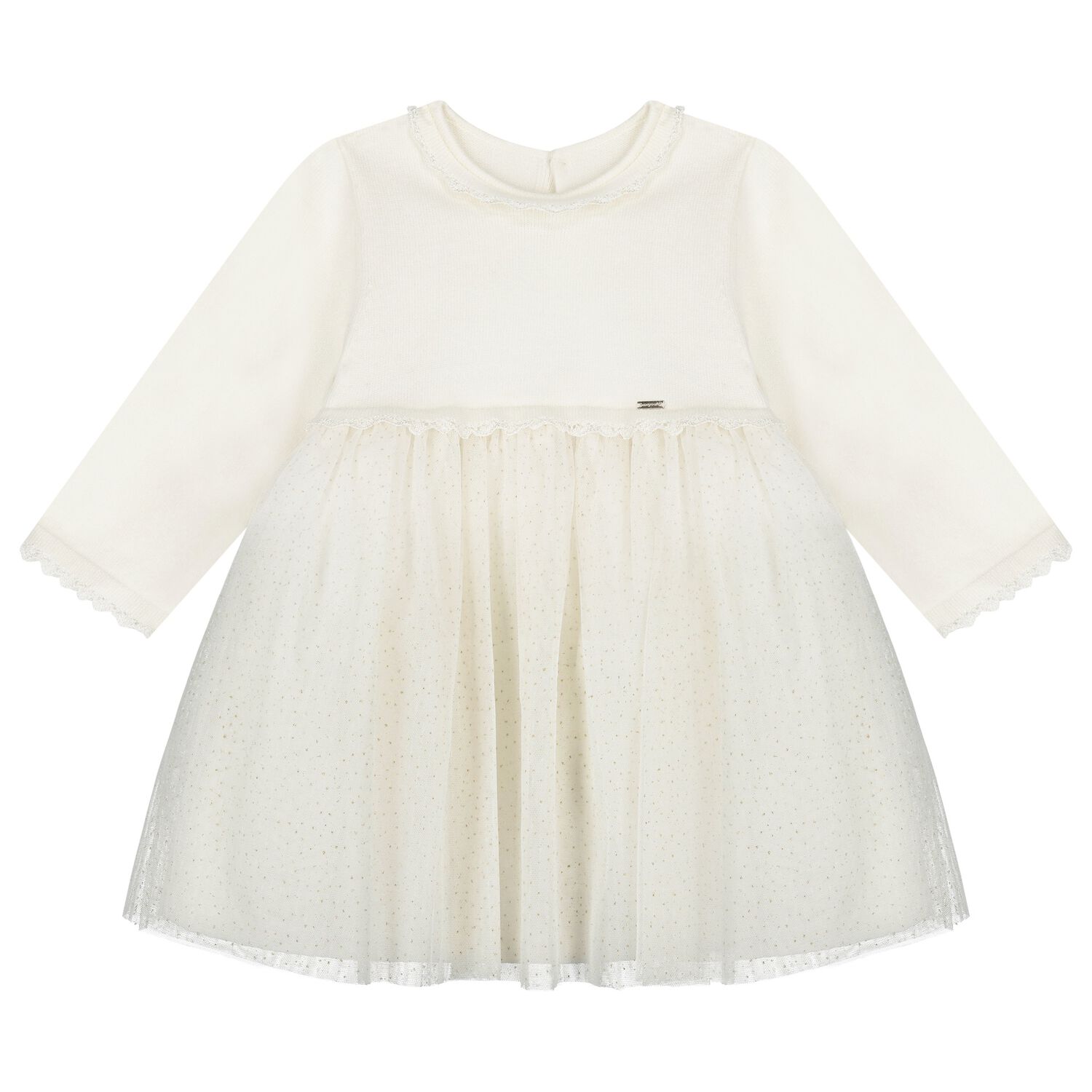 Baby Girls Ivory Tulle Dress, 1, hi-res