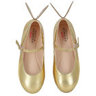 Girls Gold Ballerina Shoes, 1, hi-res