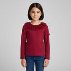 Girls Red Tulle Long Sleeve Top, 1, hi-res