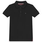 Boys Black Logo Polo Shirt, 1, hi-res
