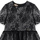 Girls Black Floral Lace Dress, 1, hi-res