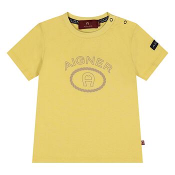 تيشيرت للأولاد الصغار بالشعار باللون الأصفر 