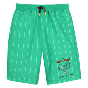 Boys Green Striped Swim Shorts