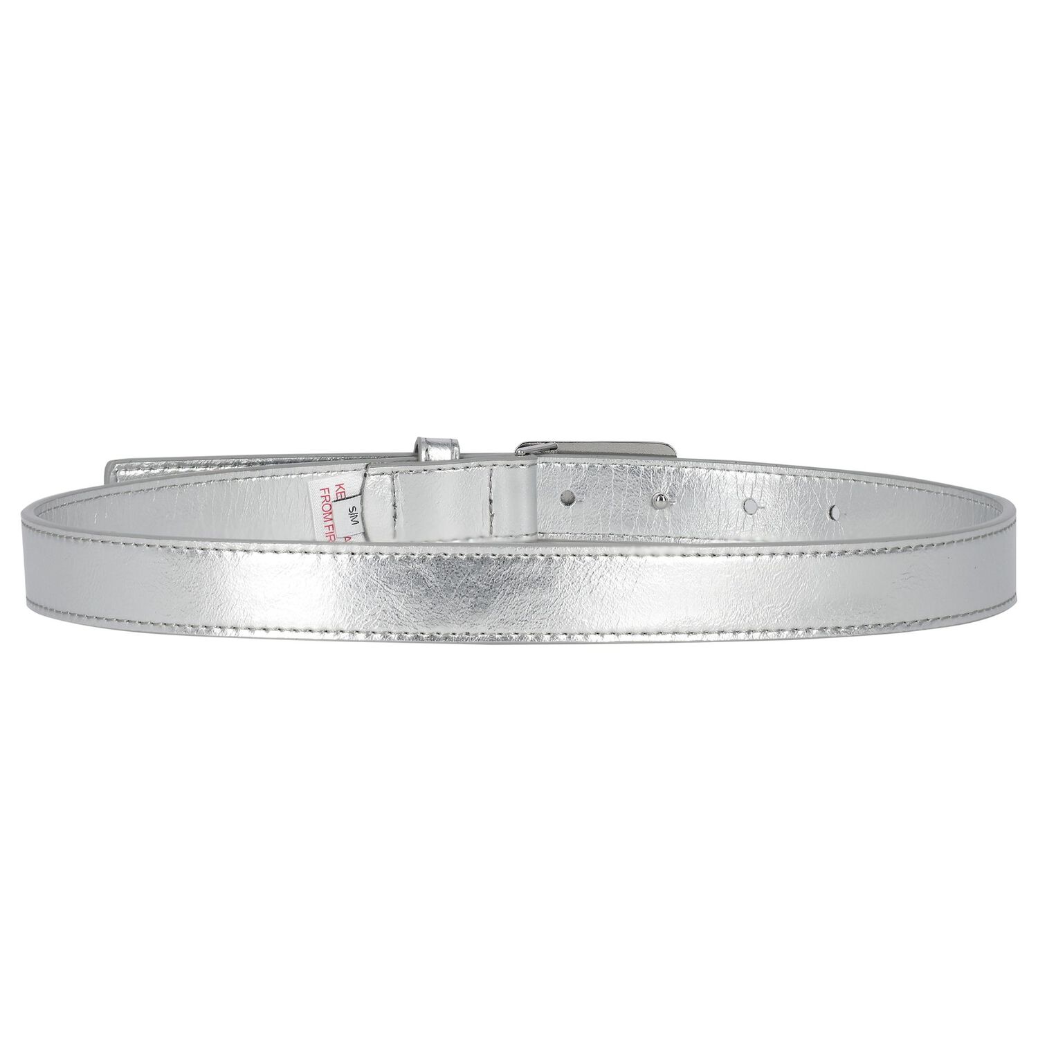 Girls Silver Leather Belt, 1, hi-res