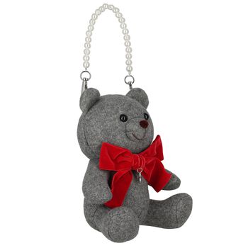 Girls Grey Teddy Bear Handbag ( 21cm )