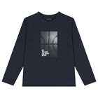 Boys Grey & White Long Sleeve Top ( 2 Pack ), 1, hi-res