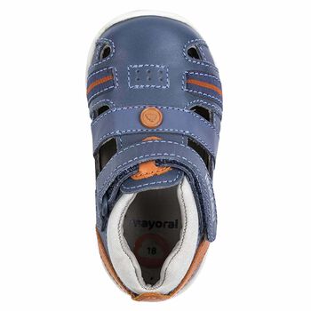 حذاء جلد اطفال ولادي باللون الكحلي