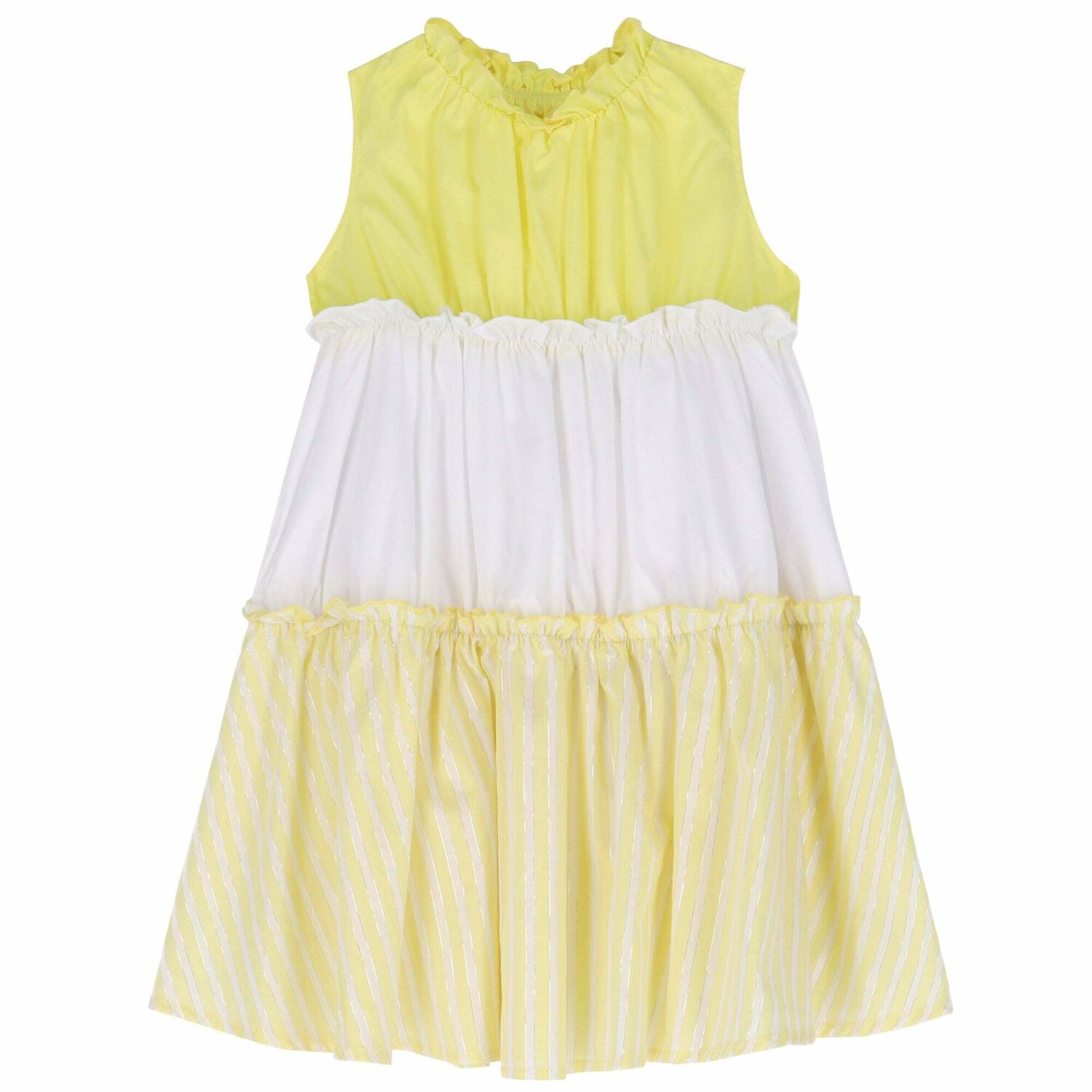Girls White & Yellow Dress, 1, hi-res