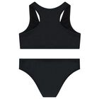 Girls Black Teddy Bear Logo Bikini, 2, hi-res