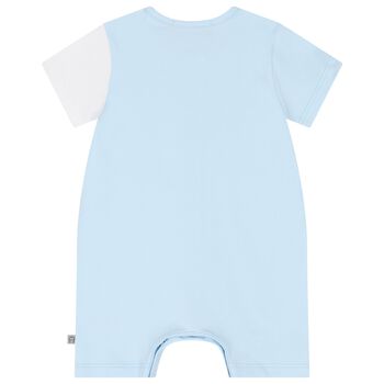 Baby Boys Blue & White Logo Romper