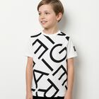 Boys White Logo T-Shirt, 2, hi-res