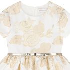 Girls White & Gold Rose Dress, 1, hi-res