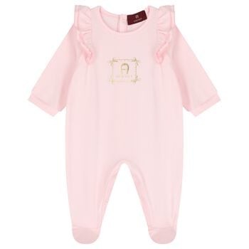 Baby Girls Pink Logo Babygrow