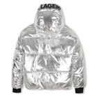 Girls Silver & Pink Reversible Puffer Jacket, 1, hi-res