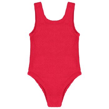 Girls Red Crinkle Swimsuit 