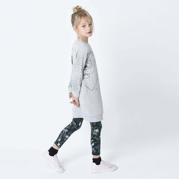 Girls Grey Tiger Sweatshirt Dress