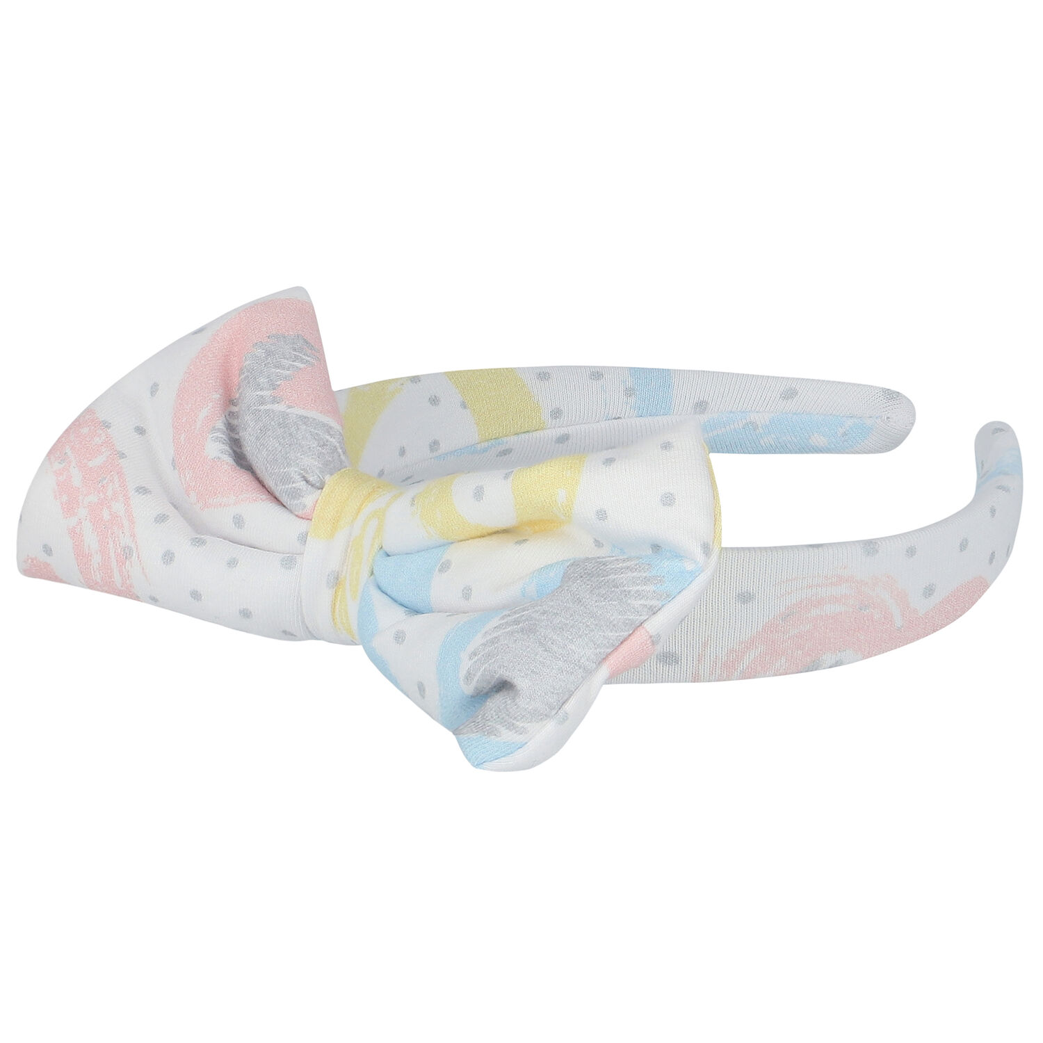 ربطة رأس للبنات بفيونكة باللون الابيض , 1, hi-res