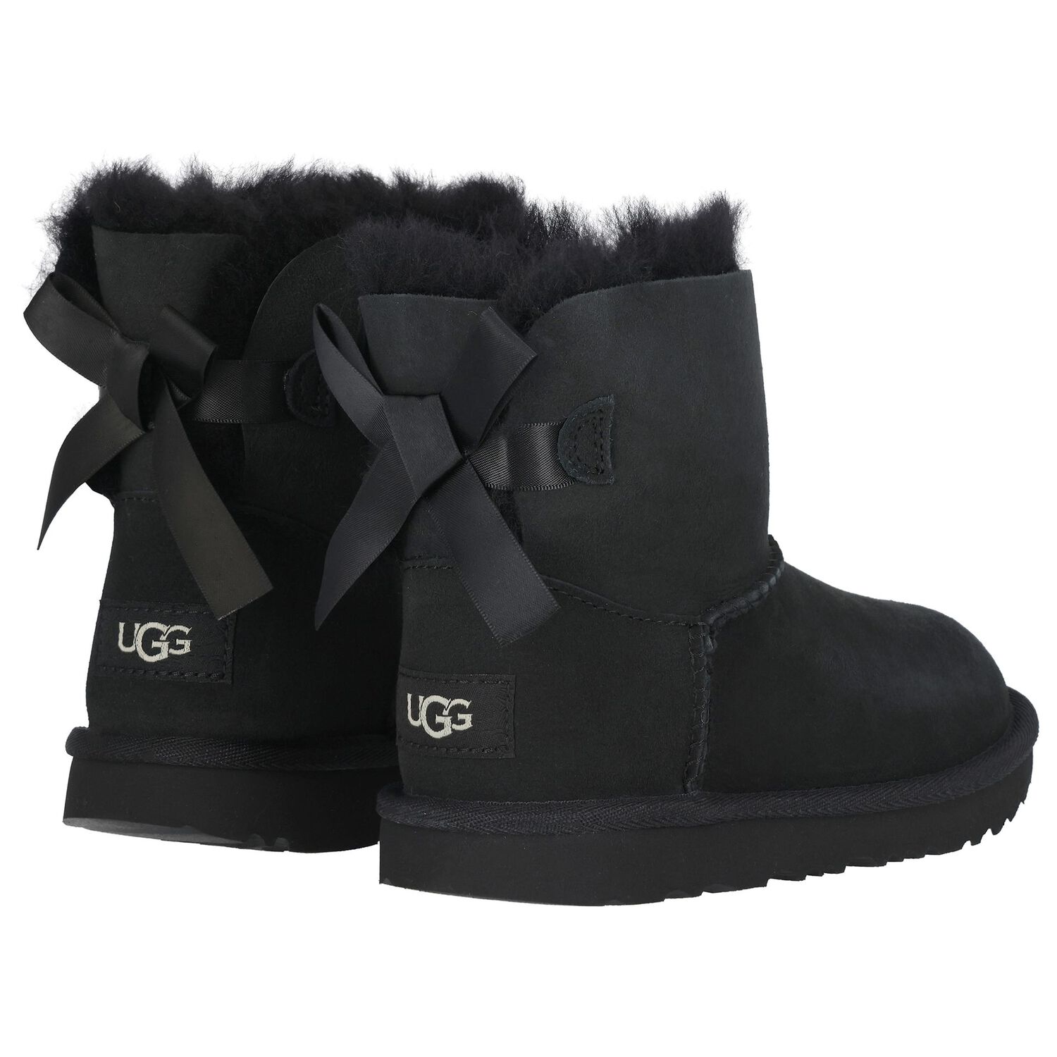 Girls Black Mini Bailey Bow II Suede Boots, 1, hi-res