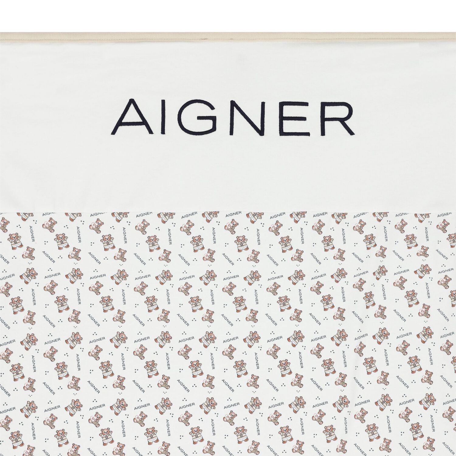 بطانية بالشعار باللون الأبيض والبيج, 1, hi-res image number null