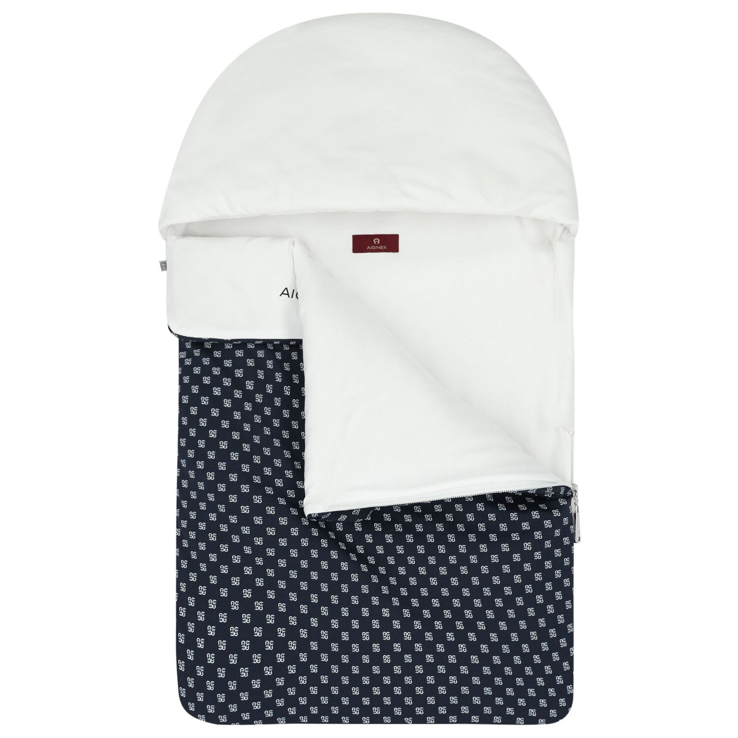 Baby Boys White & Navy Blue Logo Nest, 1, hi-res
