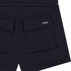 Girls Navy Blue Logo Shorts, 2, hi-res