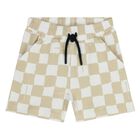 Younger Beige & White Check Shorts Set, 1, hi-res
