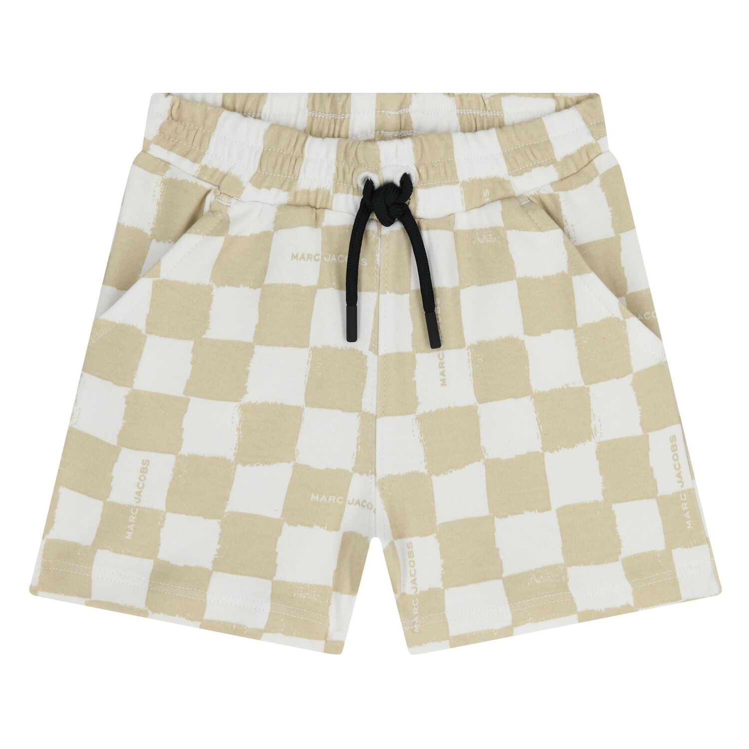 Younger Beige & White Check Shorts Set, 1, hi-res