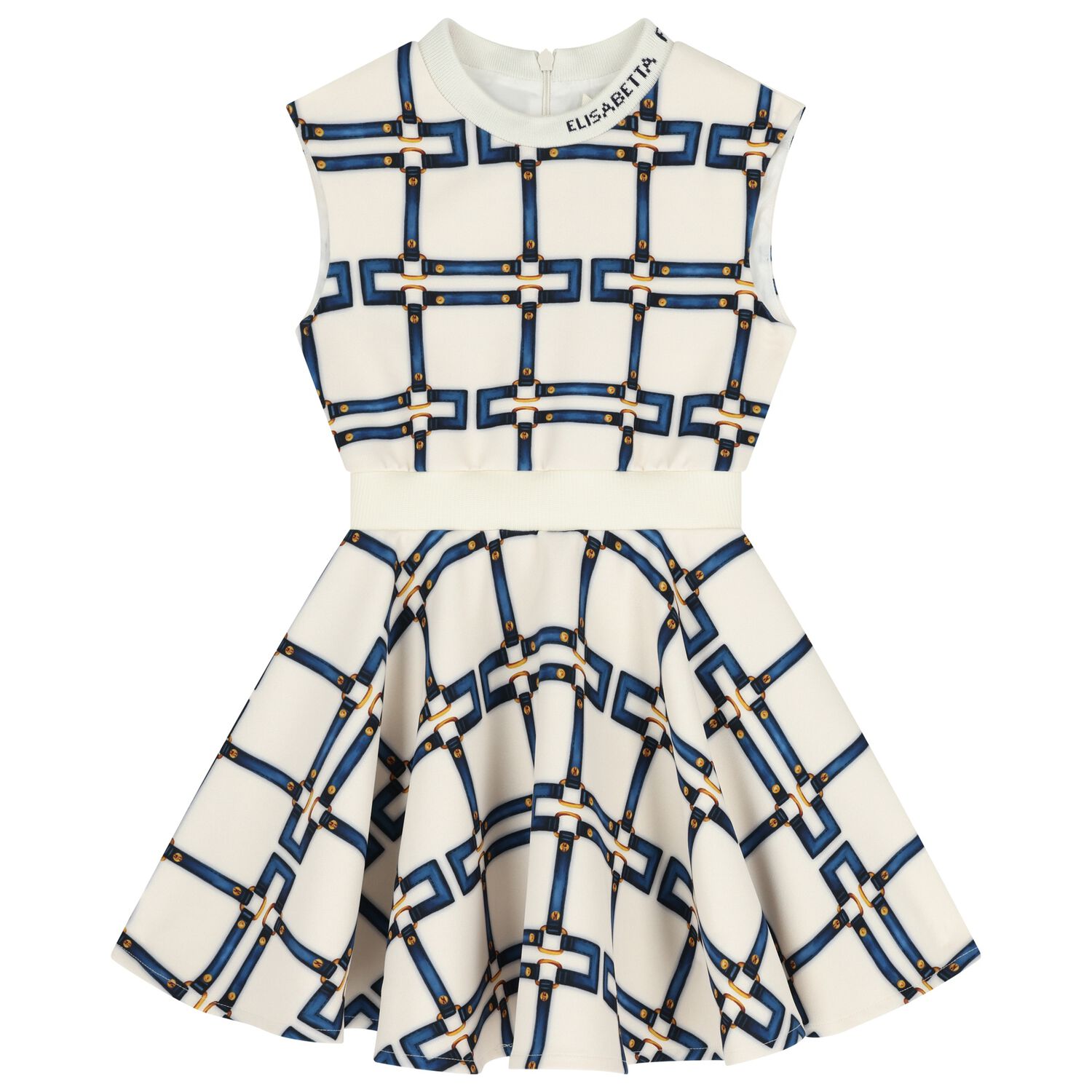 فستان بناتي عاجي بدون أكمام بشعار, 1, hi-res