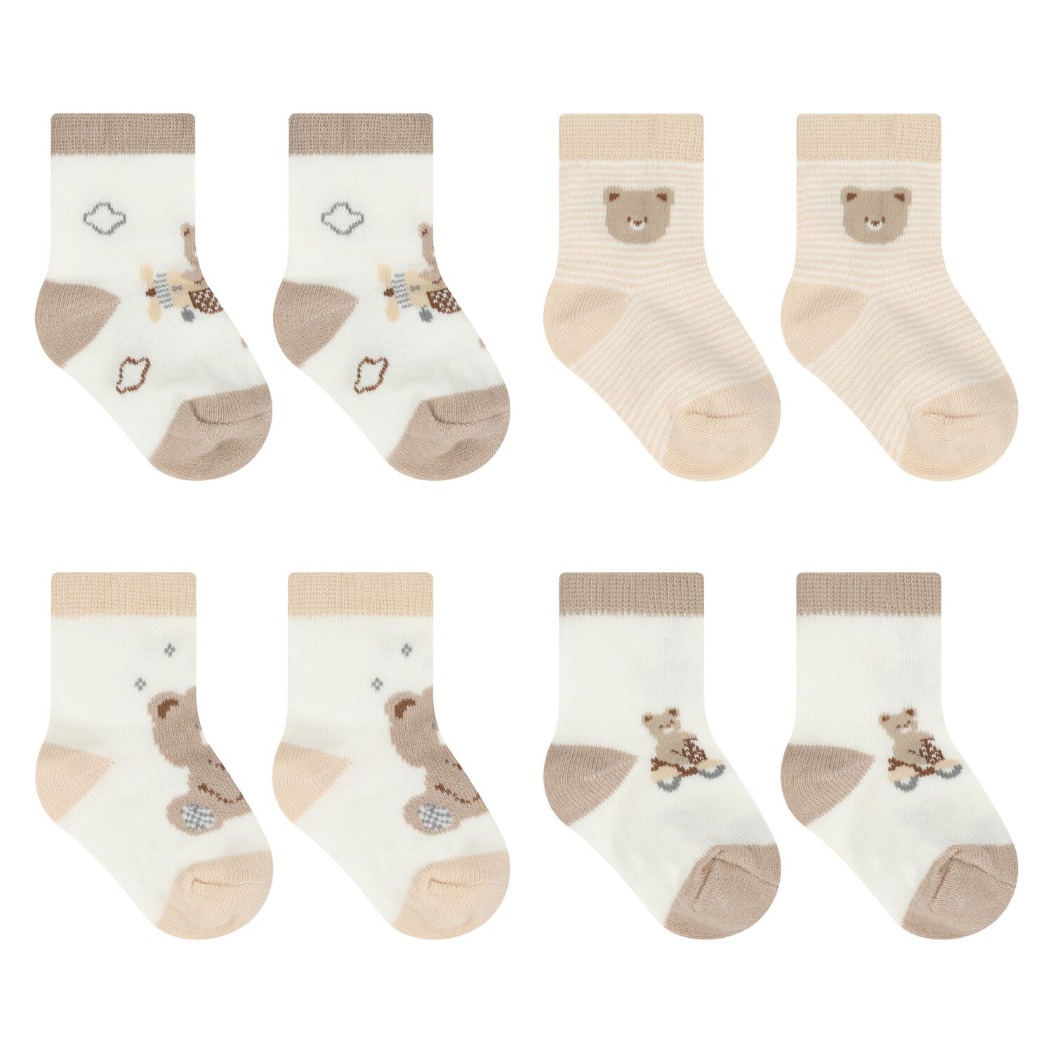 Beige & Ivory Baby Socks ( 4-Pack ), 1, hi-res