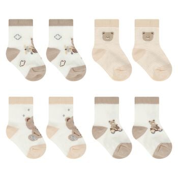 Beige & Ivory Baby Socks ( 4-Pack )