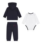 Baby Boys Navy Blue Teddy Bear Tracksuit (3 Piece), 2, hi-res
