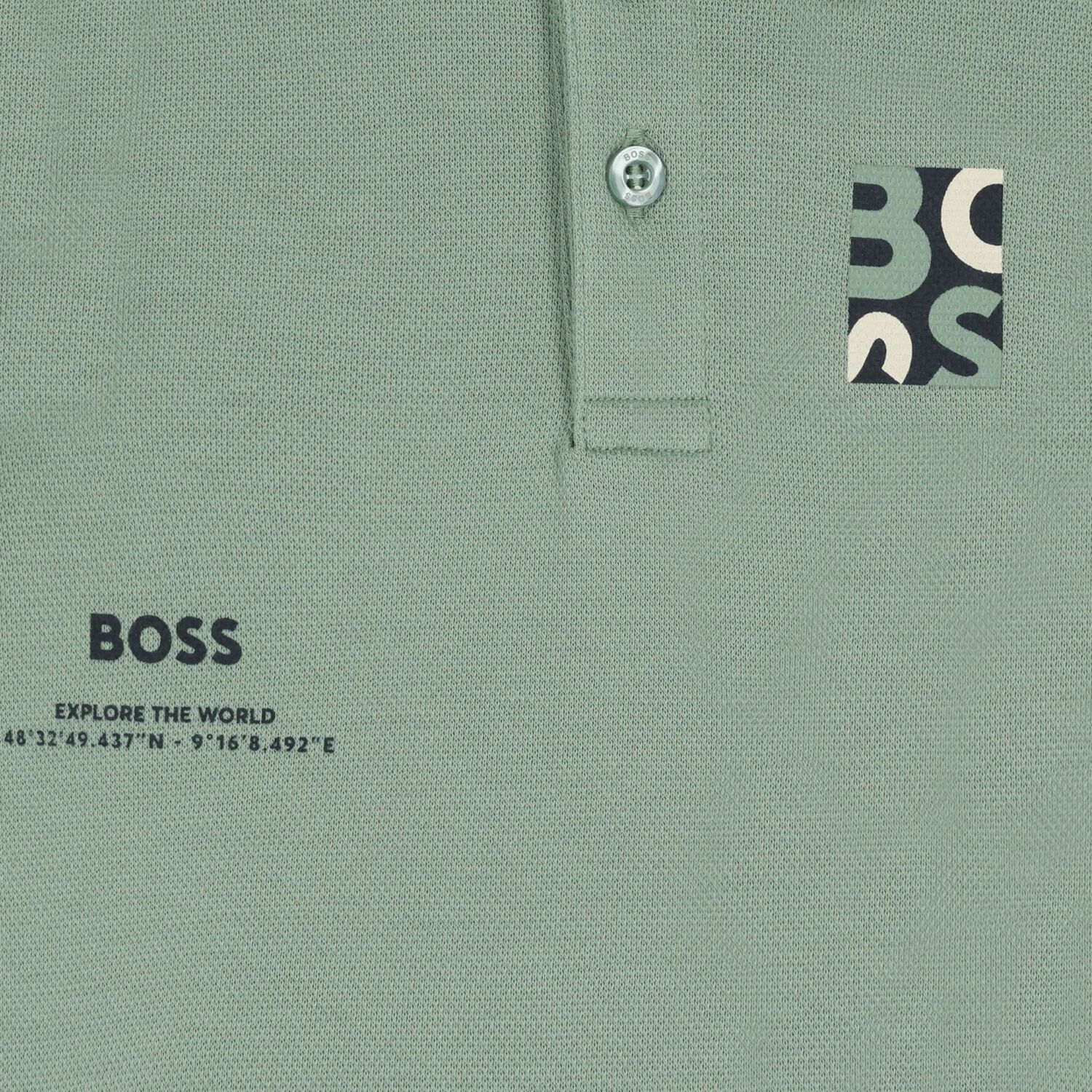 Younger Boys Green Logo Polo Shirt, 1, hi-res